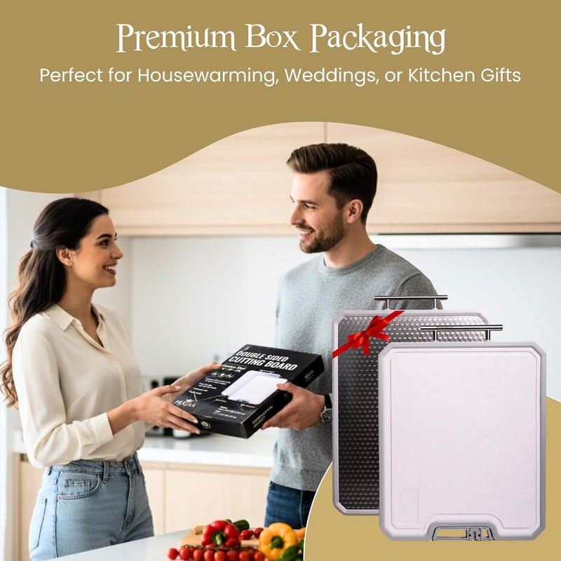 MUGAA Stainless Steel Cutting Board, Double-Sided 304 Stainless Steel & PP, Built-In Knife Sharpener, Non-Slip Juice Groove, Dishwasher Safe Steel Cutting Boards For Kitchen, Large (17.7" x 12.6") - Image 5
